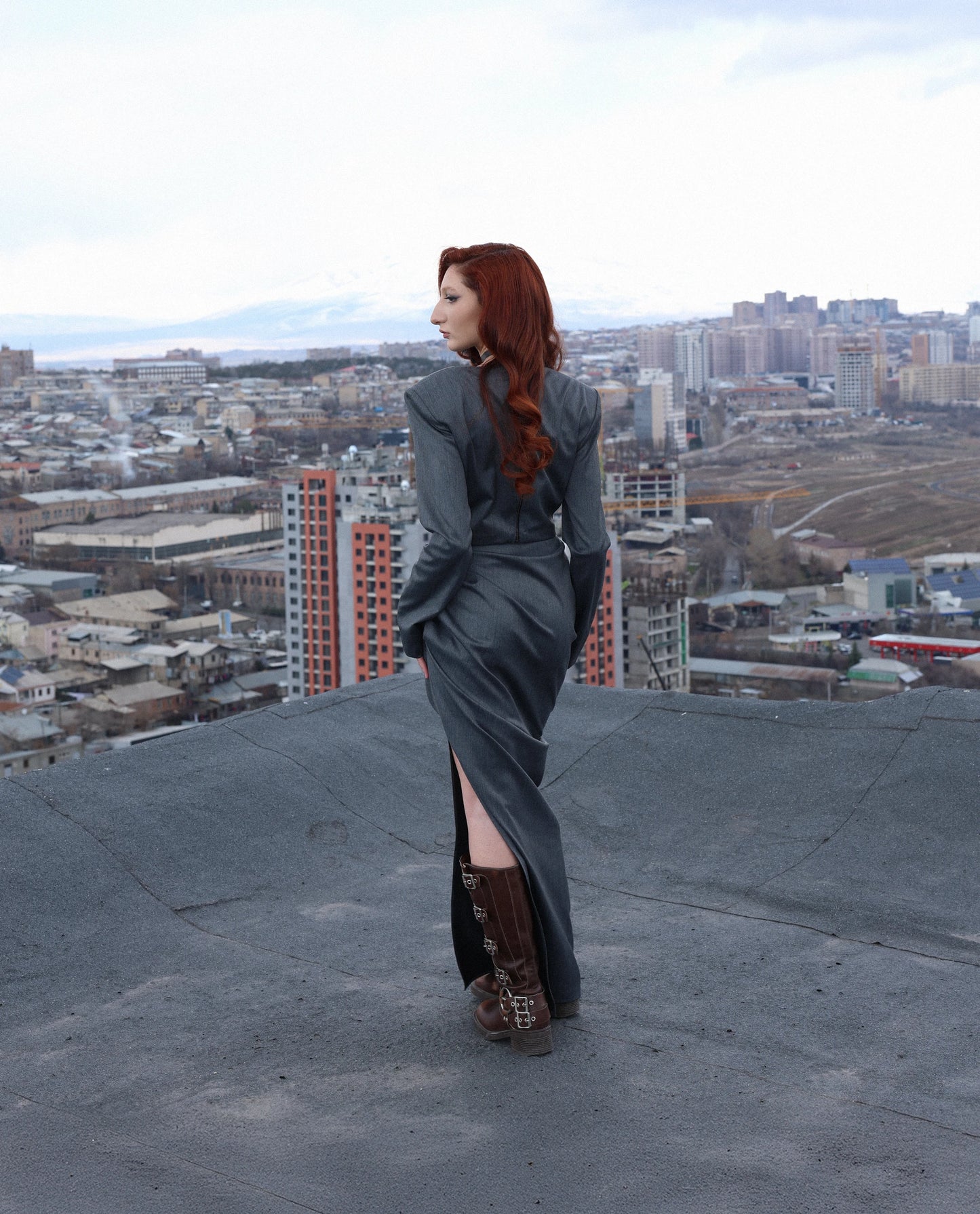 Grey Daring Gathered Skirt