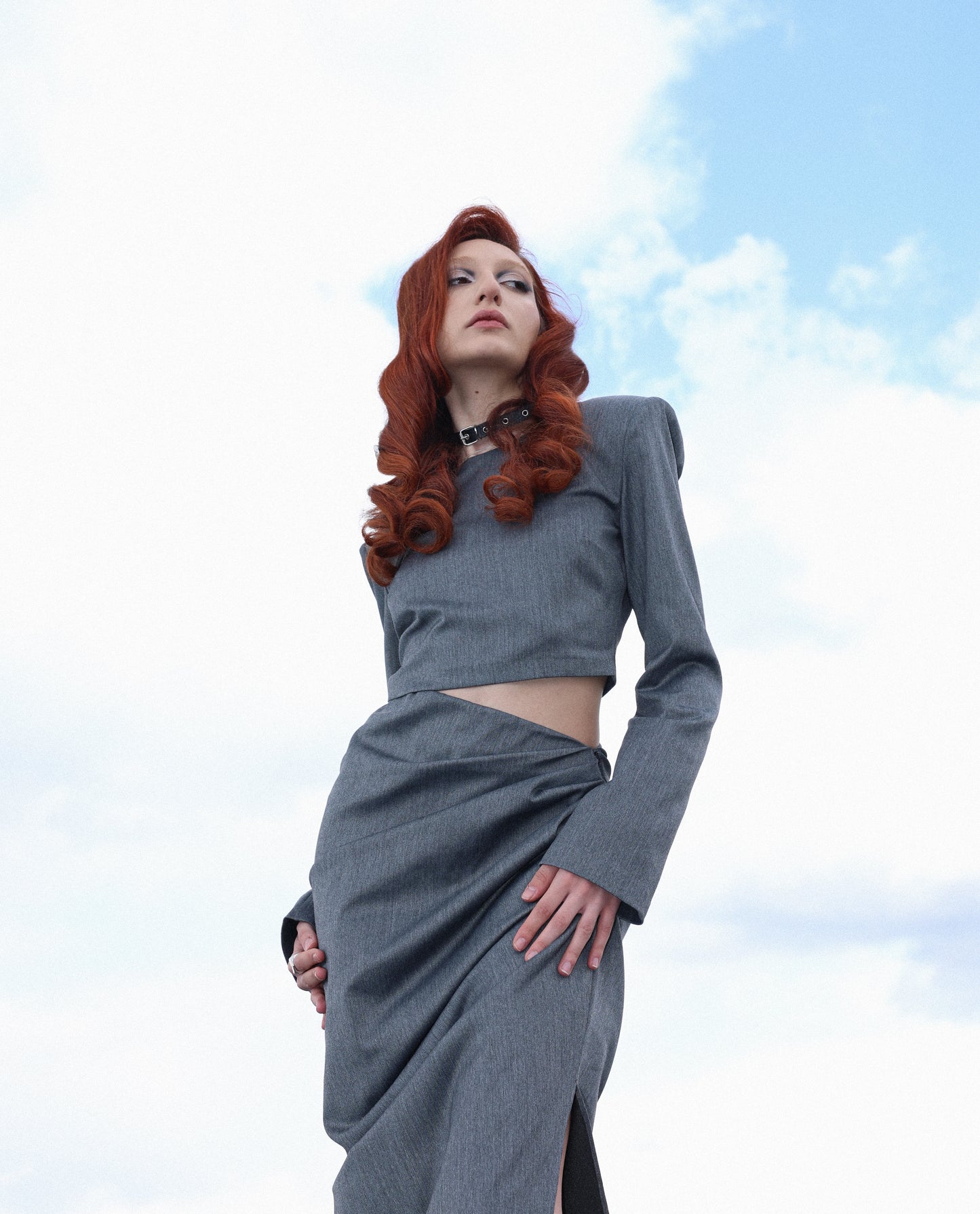 Grey Daring Gathered Skirt