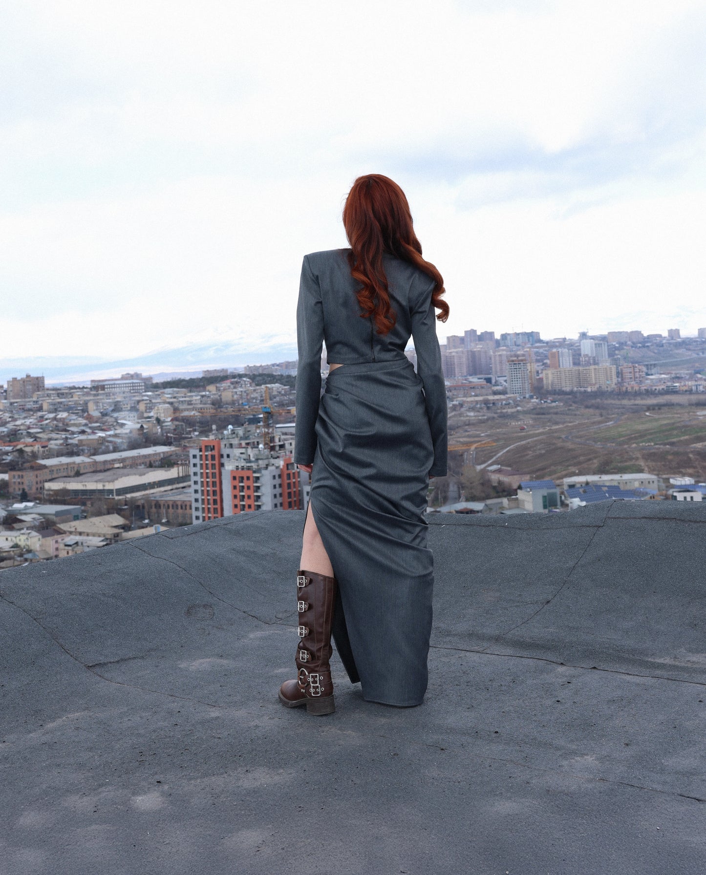 Grey Daring Gathered Skirt
