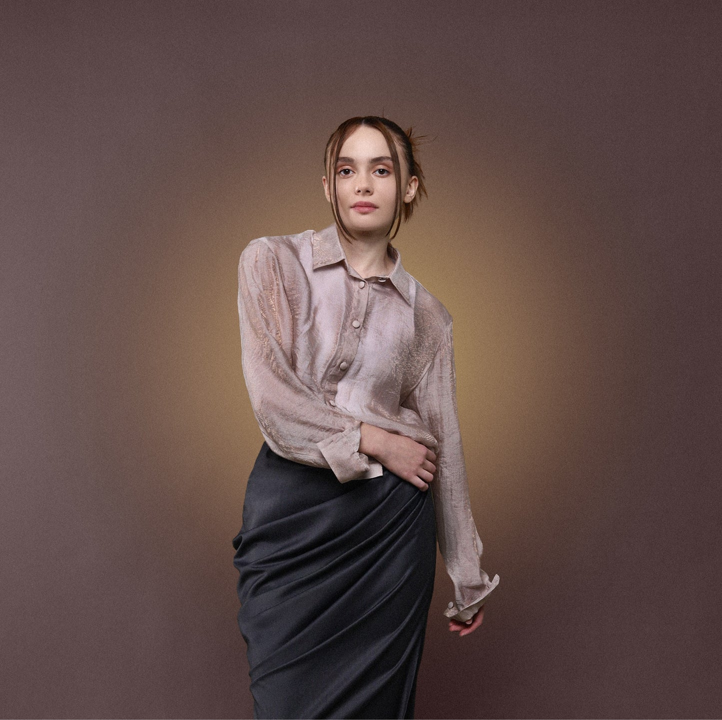 Snake-Print Sheer Shirt