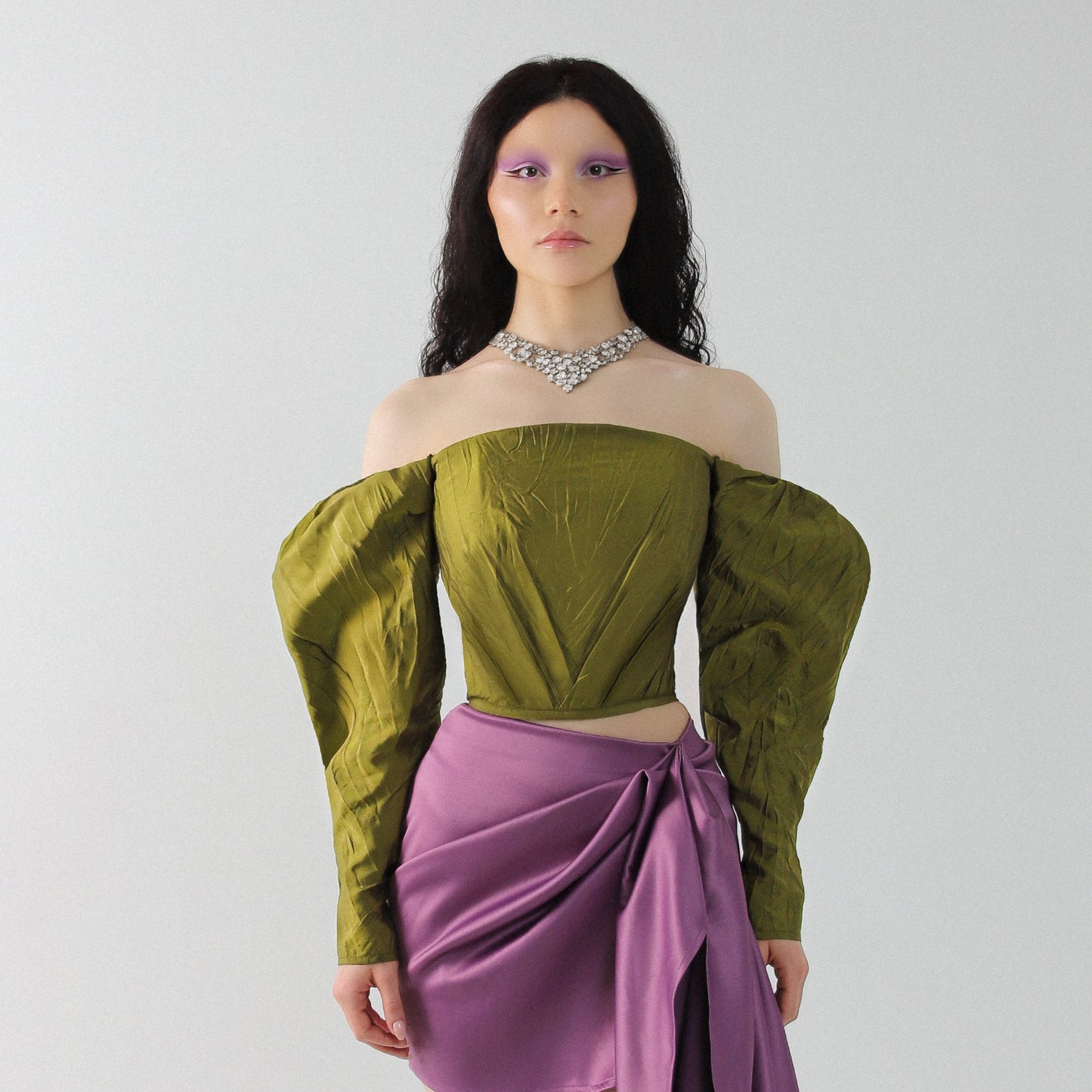 Off-Shoulder Textured Corset