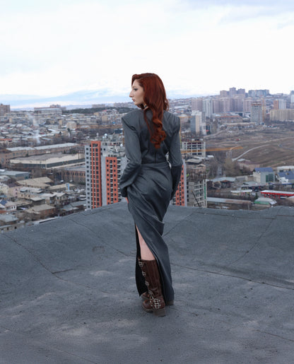 Grey Daring Gathered Skirt