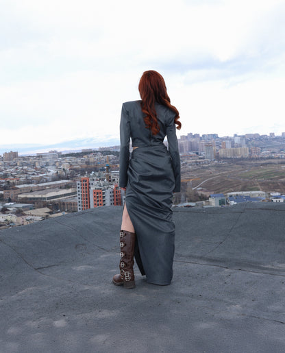 Grey Daring Gathered Skirt
