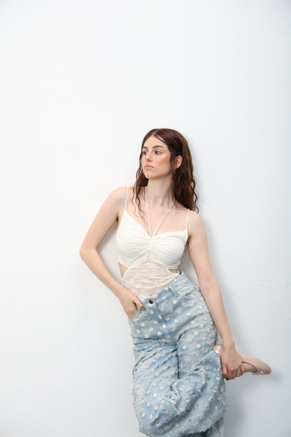 Lace Dot Denim Jeans 