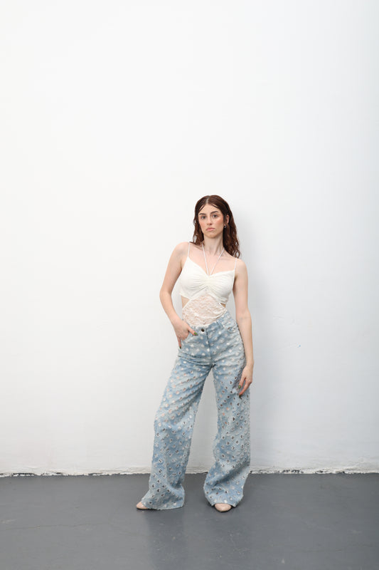 Lace Dot Denim Jeans 