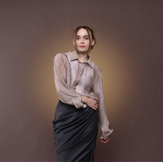 Snake-Print Sheer Shirt