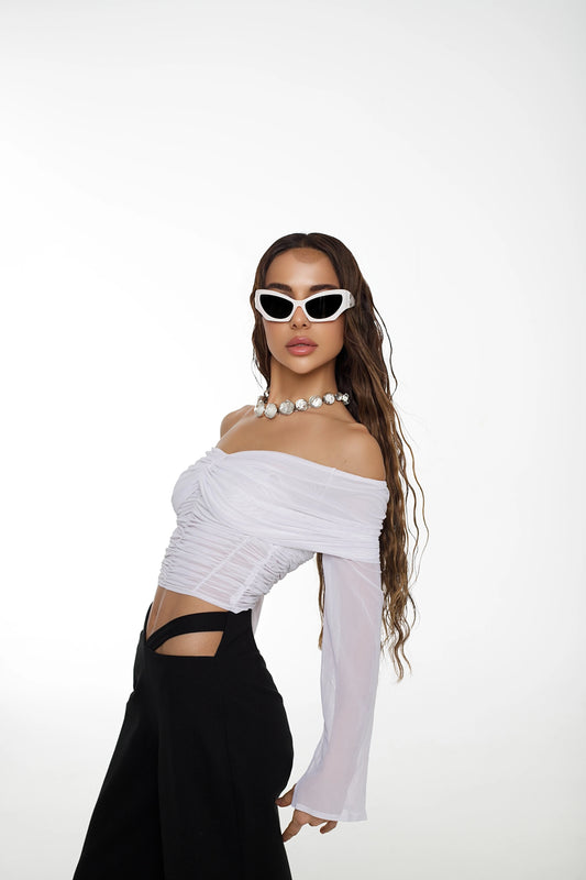 White Sheer Tulle Top